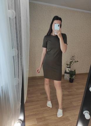 Оливкова (хакі) кежуал сукня h&m однотонна плаття футболка
