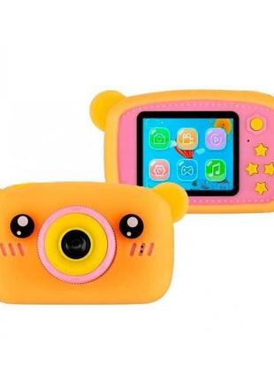 Детский цифровой фотоаппарат xl 500r мишка оранжевый с розовым pro_384