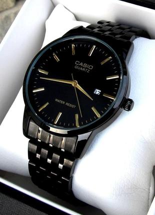 Чоловічий чорний наручний годинник casio/касіо, класика.