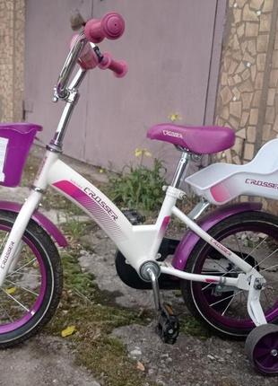 Детский велосипед crosser bike с корзиной фиолетовый