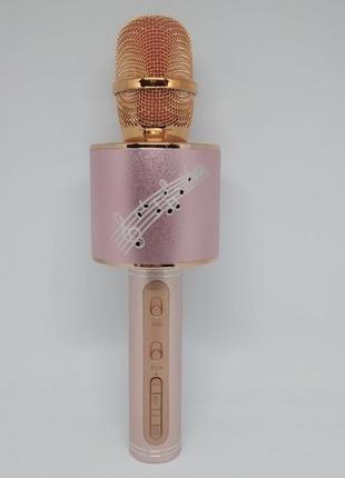 Бездротовий мікрофон караоке блютуз ys 66 bluetooth динамік usb світло-рожевий pro_448