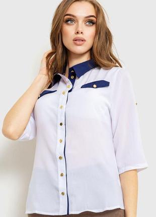 Блуза классическая, цвет бело-синий, 230r101