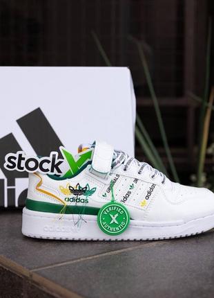 Стильна модель жіночих кросівок adidas forum 84 low white green (лімітована колекція !)