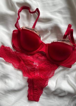 Розкішний червоний набір крмплект білизни вікторія сікрет оригінал