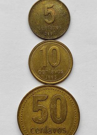 Лот из трёх монет аргентины