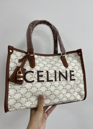 🔥 celine horizontal cabas in triomphe with print tan cream1 фото