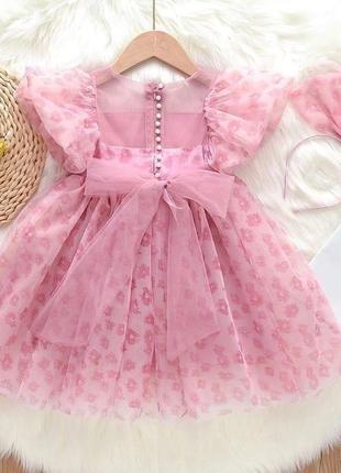 Детское нежное розовое платье