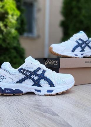 Женские текстильные кроссовки asics gel kahana 8 white blue ассикс гель кахана