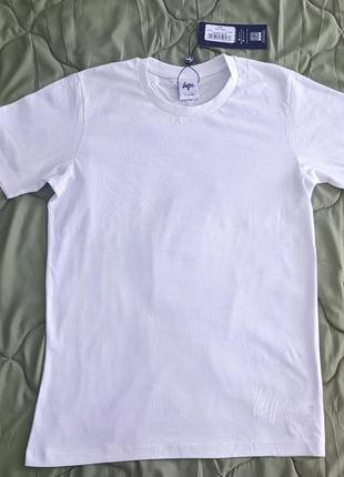 Белая базовая футболка hype, размер на 13 и 16 лет