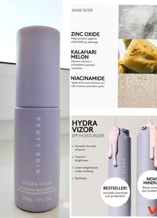 Легкий сонцезахисний крем для обличчя fenty skin mini hydra vizor mineral spf 30 refillable moisturizer