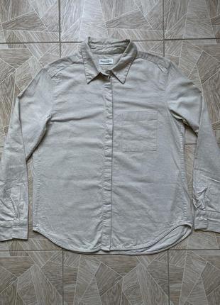 Рубашка luxury mark o polo beige linen button up shirt