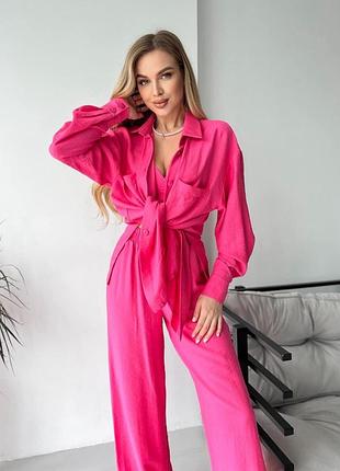 Костюм сорочка штани топ