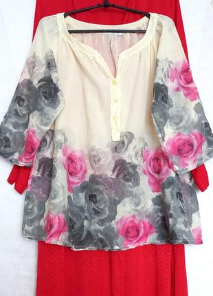 Блуза блузка италия цветочный узор принт легкая