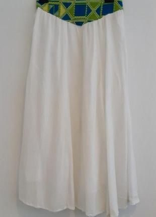 Винтажная вискозная юбка годе шестиклинка на хлопковой подкладке
