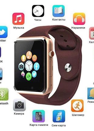 Смарт-часы smart watch a1 умные электронные со слотом под sim-карту + карту памяти micro-sd. цвет: золотой