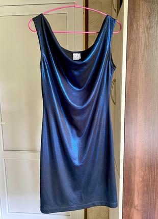 Плаття синє вечірнє s блискуче до коліна в ідеалі