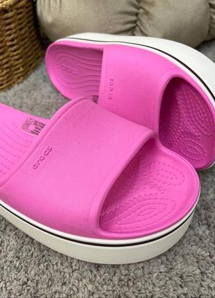 Жіночі шльопанці  crocs crocband platform slide рожеві лідер продажів усі розміри у наявності