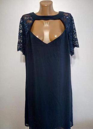 Дизайнерское шифоновое платье с кружевом 24/58-60 размера