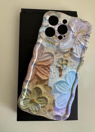Оригинальный 3d чехол на iphone 15 pro max с волнистым контуром новый.