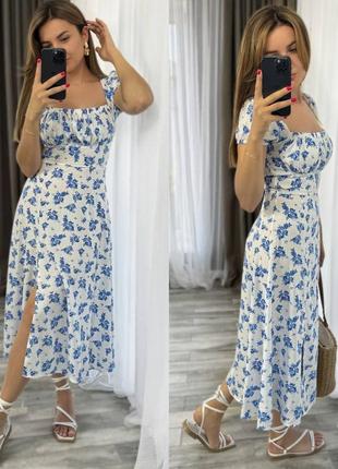 Нежное, легкое платье на лето, в цветы, размеры 42-522 фото