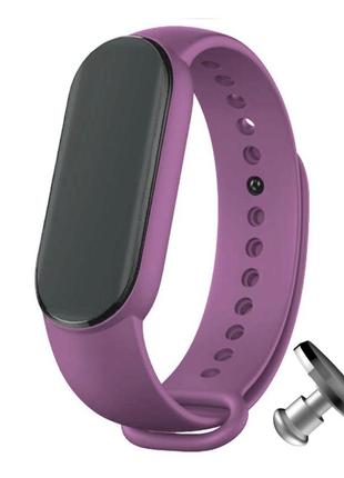 Силиконовый ремешок mrk для фитнес браслета xiaomi mi band 6/5 пурпурный (15) с металлической кнопкой