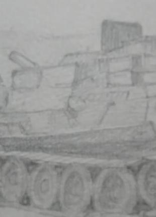 №8. переправа танка на понтоне через днепр в 1943г. художник в.д.бушен (1880-1963гг). карандаш