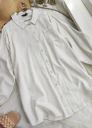 Кремова оверсайзна сорочка з бавовни asos