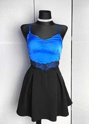 Женский топ топик короткий женская синяя синий чёрный чёрная хс с м л винтаж ретро женские