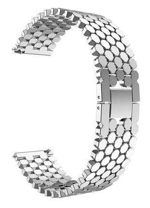 Ремінець металевий для годинника 22 мм bead design type r silver