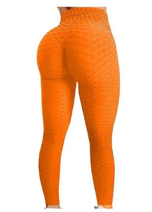 Утягивающие лосины для спорта с высокой талией, женские спортивные леггинсы для фитнеса  оранжевые s