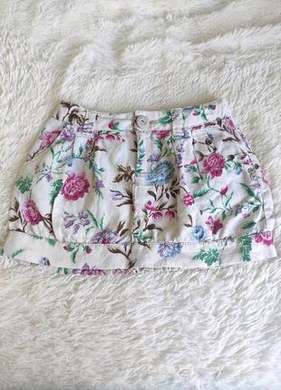 Юбочка с цветами. лен/хлопок