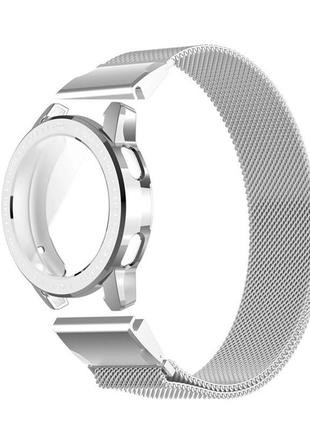 Комплект для часов xiaomi mi watch color 2 серебристый (чехол + металлический ремешок 22 мм)