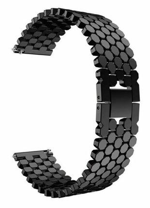 Ремінець металевий для годинника 20 мм bead design type r black