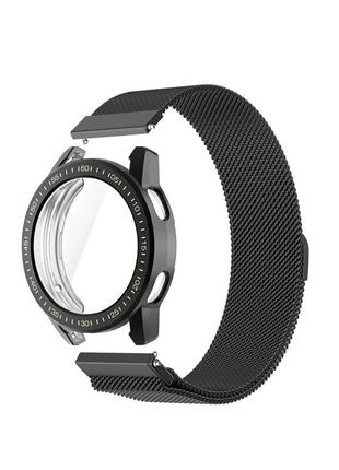 Комплект для часов xiaomi watch s3 черный (чехол + металлический ремешок 22 мм)