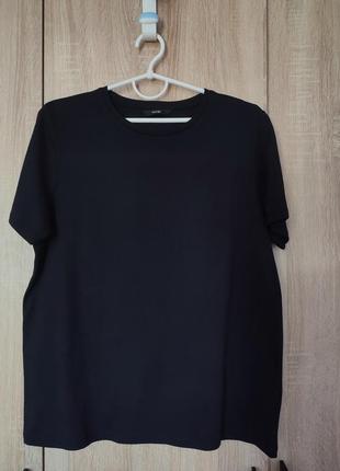 Базовая хлопковая черная футболка размер 48-50-52