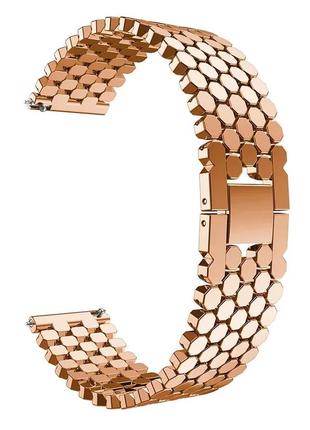 Ремінець металевий для годинника 22 мм bead design type r rose gold
