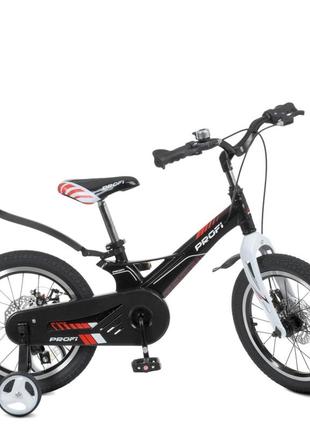 Велосипед дитячий prof1 lmg16235-1 16 дюймів, чорний від lamatoys