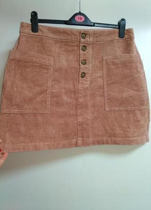 Стильная вельветовая юбка трендовые пуговицы 16/50-52 размера
