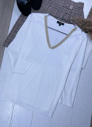 Белая трикотажная блуза m l блуза прямого кроя базовая блуза с вырезом