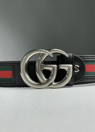 Gucci marmont textile belt black/silver 120 x 3.7 cм