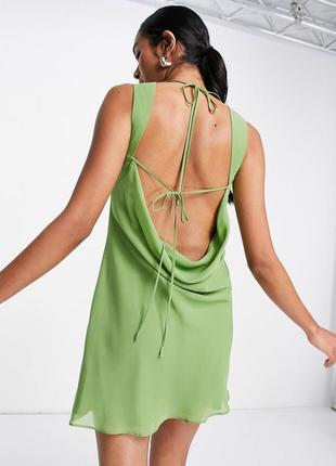 Красивое летнее шифоновое платье невероятного травяного цвета