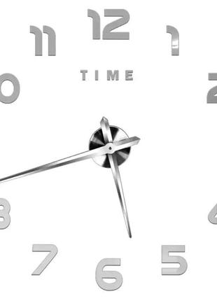 3д годинник настінний, срібний (40-120 см)