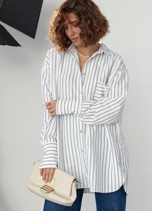 Удлиненная рубашка oversize в полоску