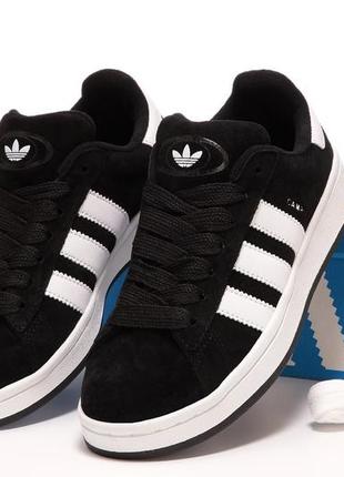 Женские замшевые кроссовки adidas campus 00s black white адидас кампус