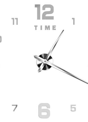 3д годинник настінний, срібний (40-120 см)