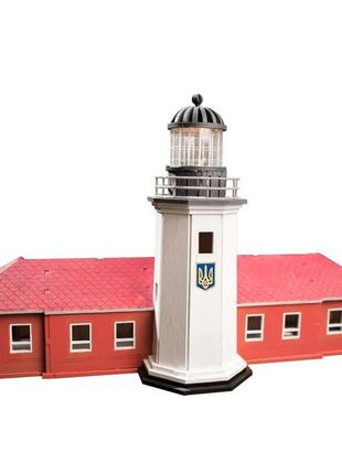 Конструктор дерев'яний 3d маяк з острова зміїний з прибудовою (україна) tmp-003, 146 деталей