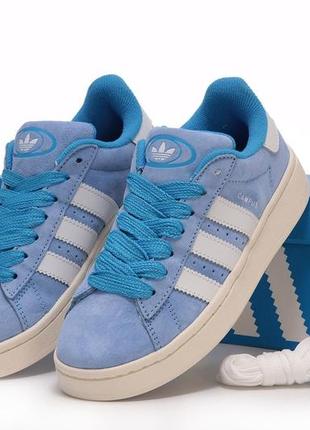 Женские замшевые кроссовки adidas campus 00s blue white адидас кампус