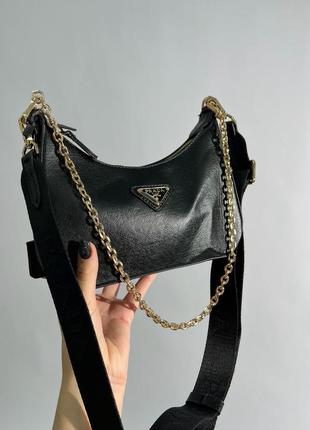 Сумка в стилі prada re-edition 2005 black saffiano leather bag уцінка