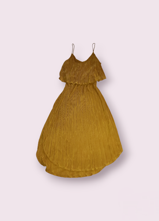 Плиссированное платье миди горчично-золотистого цвета