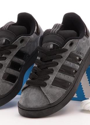 Жіночі замшеві кросівки adidas campus 00s black grey адідас кампус